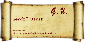 Gerő Ulrik névjegykártya
