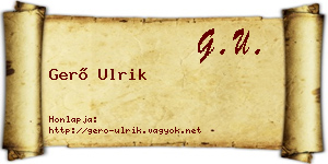 Gerő Ulrik névjegykártya